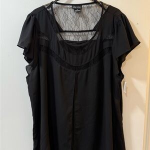 City Chic Black Lace Detail Blouse